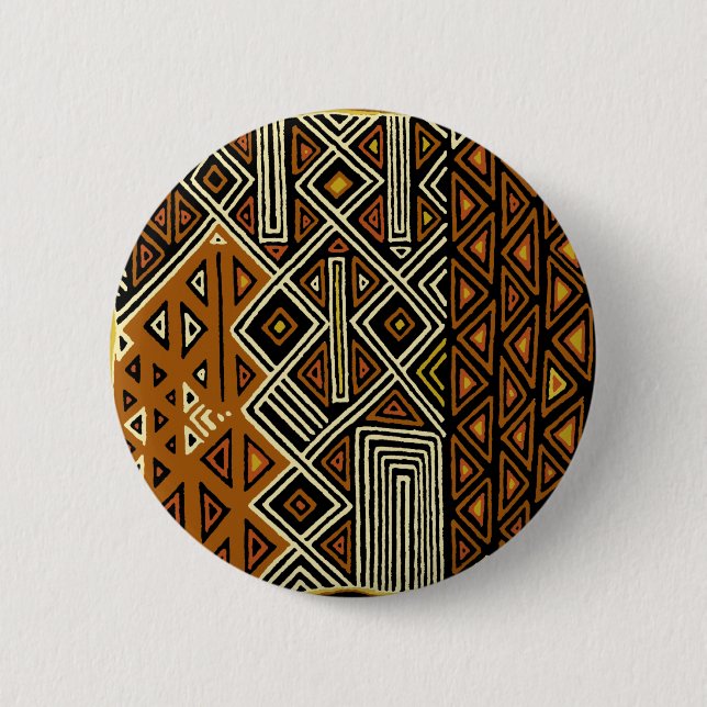 African Tribal Kuba Design Button (Vorderseite)