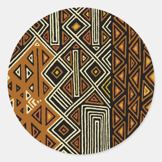 African Tribal Kuba Design Runder Aufkleber (Vorderseite)