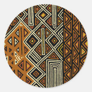 African Tribal Kuba Design Runder Aufkleber