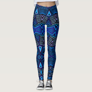 African Tribal Leggings - Blue