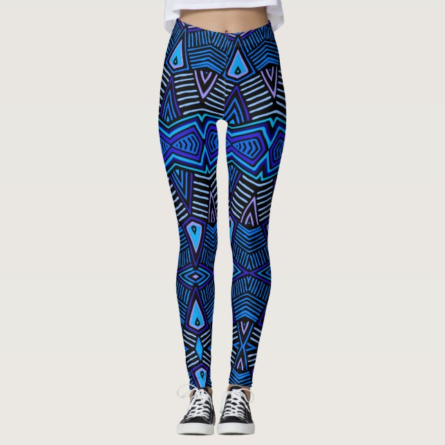 African Tribal Leggings - Blue (Vorderseite)