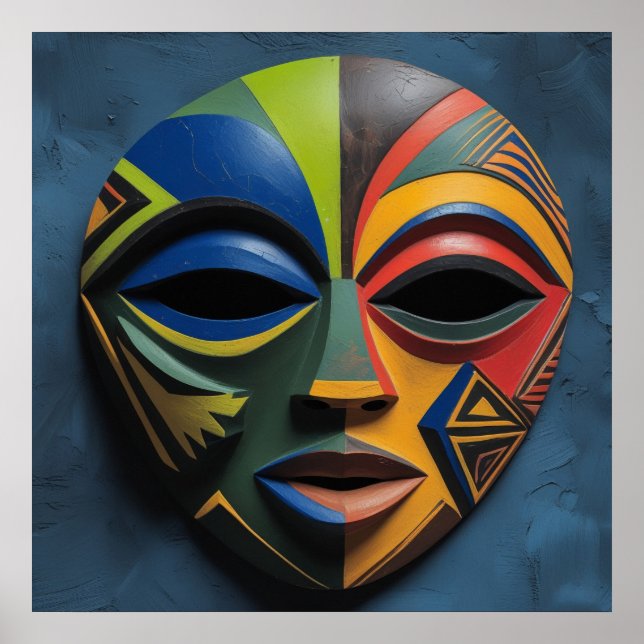 African Tribal Mask Cubism Abstract  Poster (Vorne)