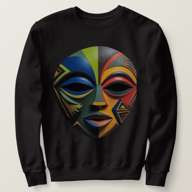 African Tribal Mask Cubism Abstract  Sweatshirt (Design vorne)