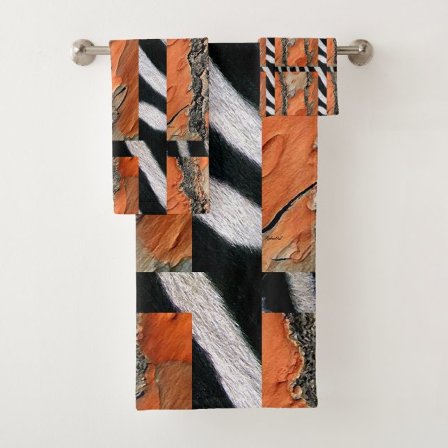 African Tribal Zebra Print Badhandtuch Set (Insitu)