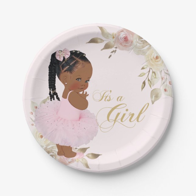 African Tutu Baby Girl Baby Shower Paper Plate Pappteller (Vorderseite)