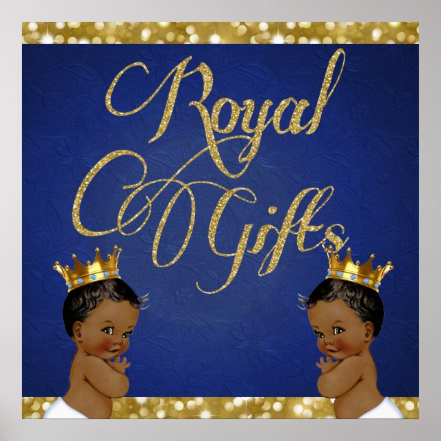 African Twin BOYS |Gold Glitzer Royal Gifts Sign Poster (Vorne)