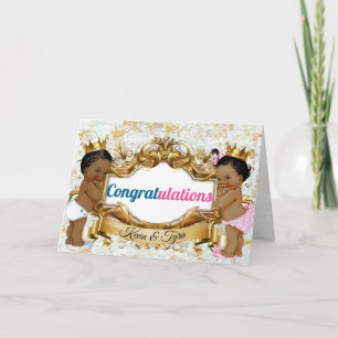 African Twins Boy & Girl Congratulations Card Karte