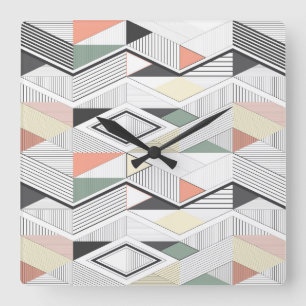 African vector striped chevron quadratische wanduhr