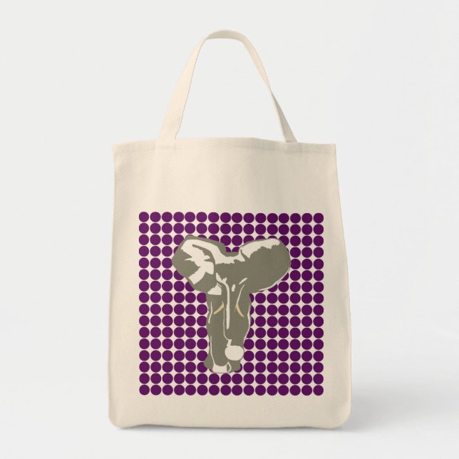 African Violet Safari Dot mit Pop Art Elephant Tragetasche (Vorne)