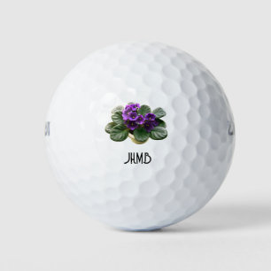 African Violet Zimmerpflanze Monogramm Kunst Golfball