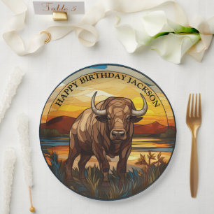 African Water Buffalo Birthday Pappteller