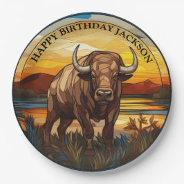 African Water Buffalo Birthday Pappteller