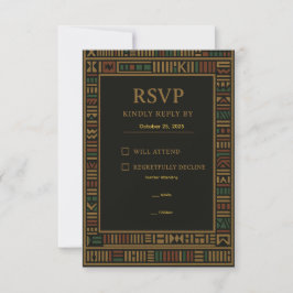 African Wedding Gold Kente Reservierungskarte RSVP Karte