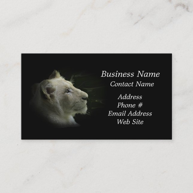 African White Lion Big Cat Wildlife Business Card Visitenkarte (Vorderseite)