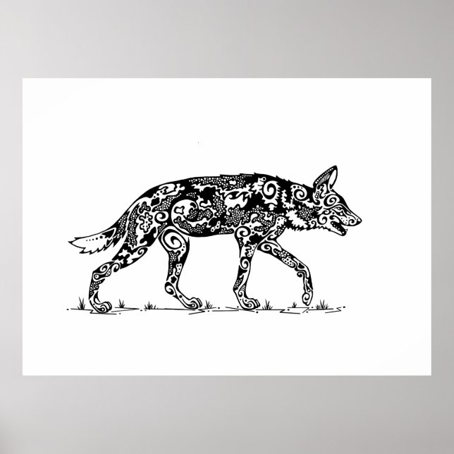 African Wild Dog Lope Design Poster (Vorne)