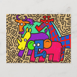 African Wildlife Art Postcard Postkarte