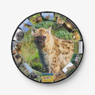 African Wildlife Foto Collage Gepunktet Hyena Pappteller