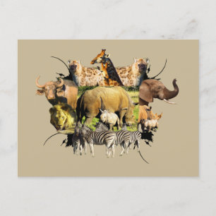 African Wildlife Frame Rhino Calf und Mutter Postkarte