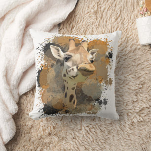 African Wildlife Giraffe Abstrakt Paint Spritzer Kissen