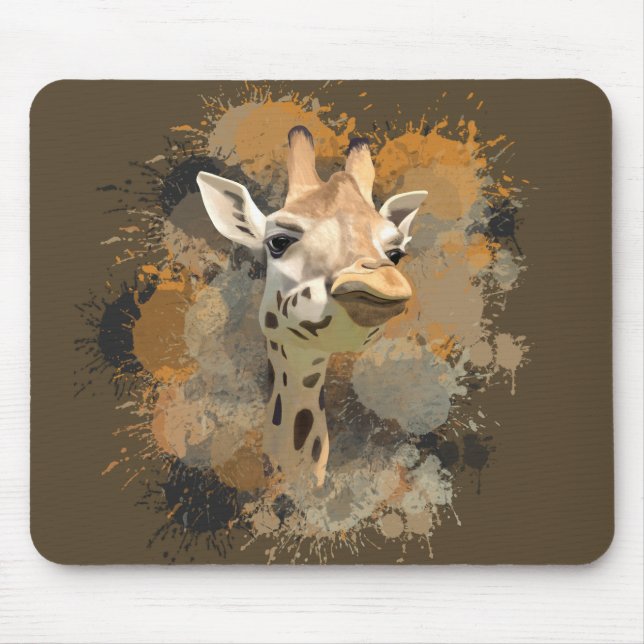 African Wildlife Giraffe Earth Tones Spritzer Mousepad (Vorne)