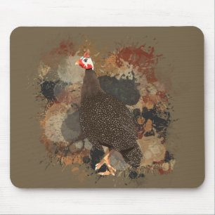 African Wildlife Guinea Fowl Earth Tones Spritzer Mousepad