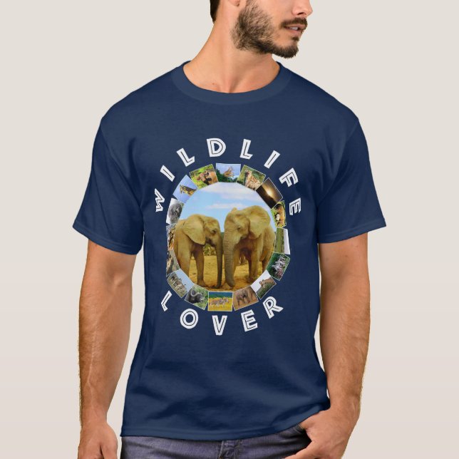 African Wildlife Lover Blue Sky Elephants T-Shirt (Vorderseite)