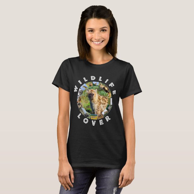 African Wildlife Lover Gepunktet Hyena T-Shirt (Vorne ganz)