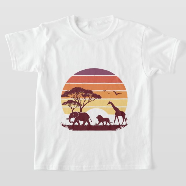 African Wildlife Silhouette Safari Design T-Shirt (Ablage )