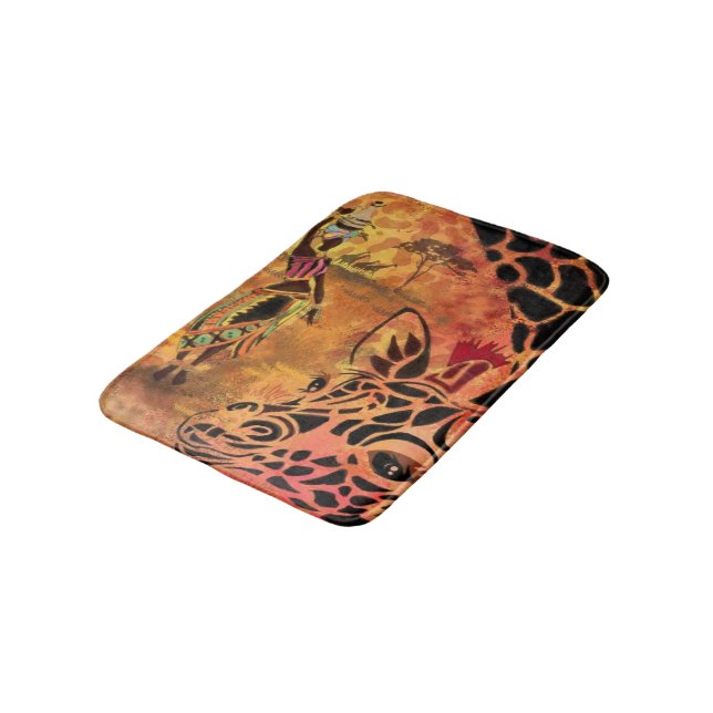 African Woma and Giraffe Bath Mat Badematte (Schrägansicht)