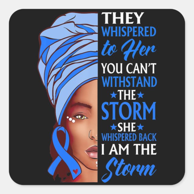 African Woman Afro I Am The Storm Ataxia Awareness Quadratischer Aufkleber (Vorderseite)
