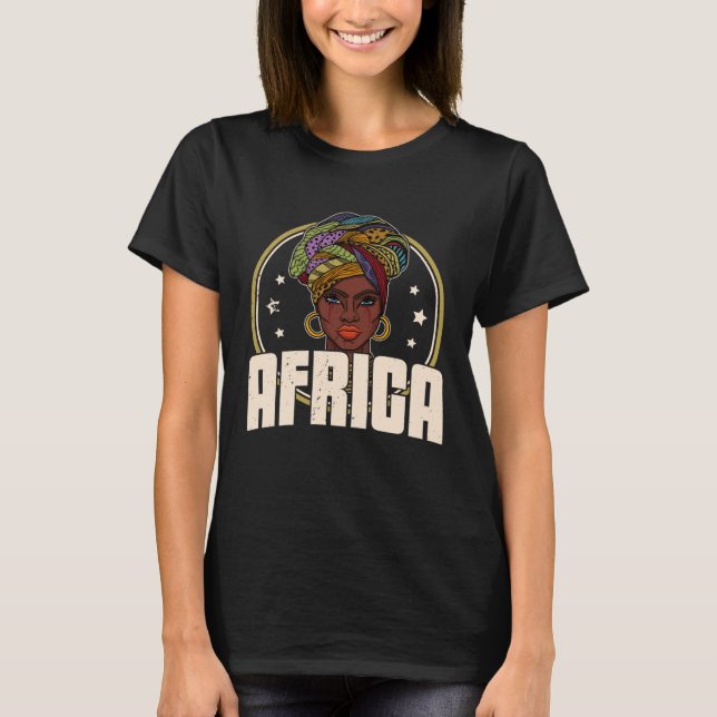 African woman womanism ethnic earrings necklace he T-Shirt (Vorderseite)