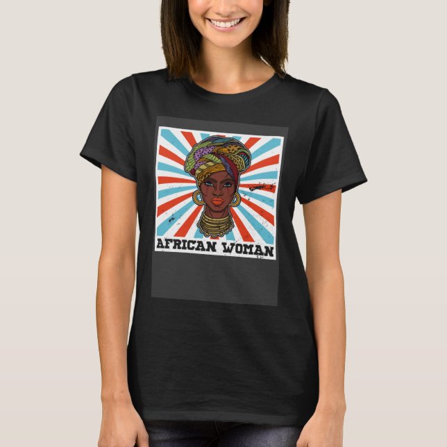 African woman womanism ethnic earrings necklace he T-Shirt (Vorderseite)