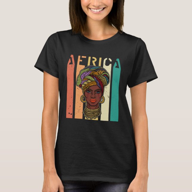 African woman womanism ethnic earrings necklace he T-Shirt (Vorderseite)