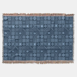 African Yoruba Blue & Black Geometrie Muster Decke