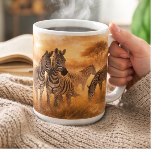 African Zebra Herd | Savannah Wildlife Art Kaffeetasse (Von Creator hochgeladen)