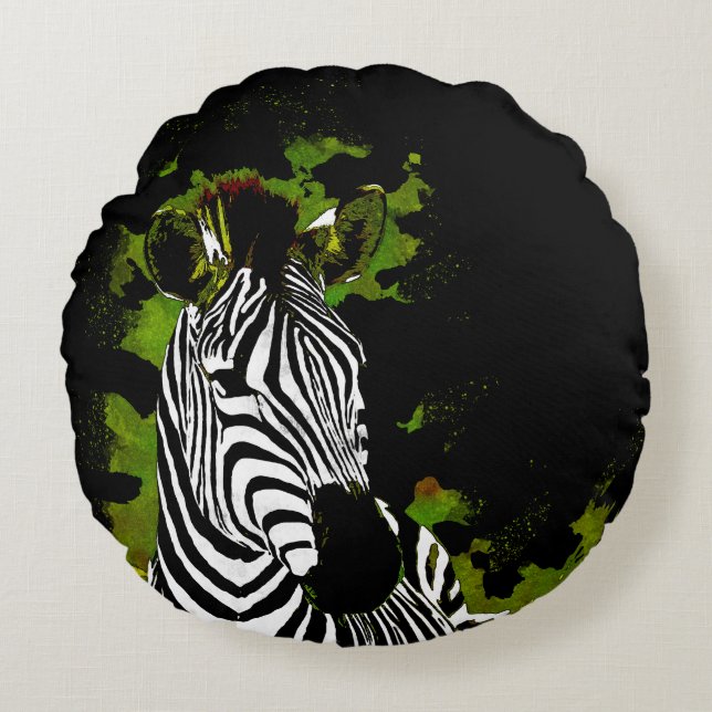 African Zebra Night Rundes Kissen (Vorderseite)