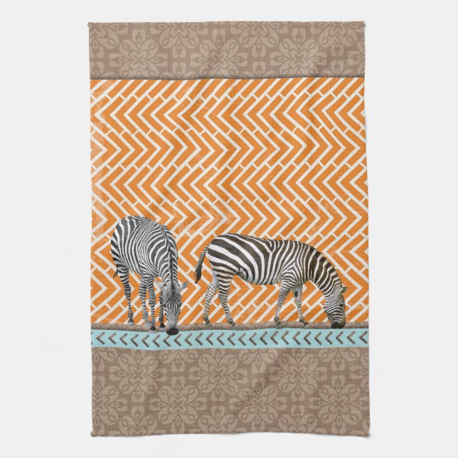 African Zebra Orange Zickzack Tee Küchentuch (Vertikal)
