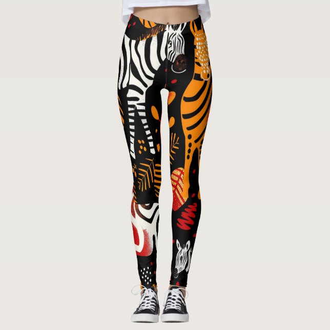 African Zebra Print Leggings (Vorderseite)