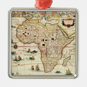 AfricaPanoramic MapAfrica 2 Silbernes Ornament