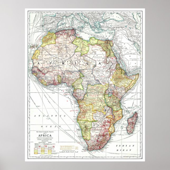 " Afrika: 1909 - Detaillierte Karte ... Poster (Vorne)