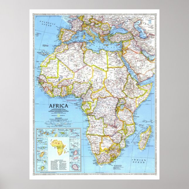 " Afrika: 1990/heute - Detaillierte Landkarte ... Poster (Vorne)