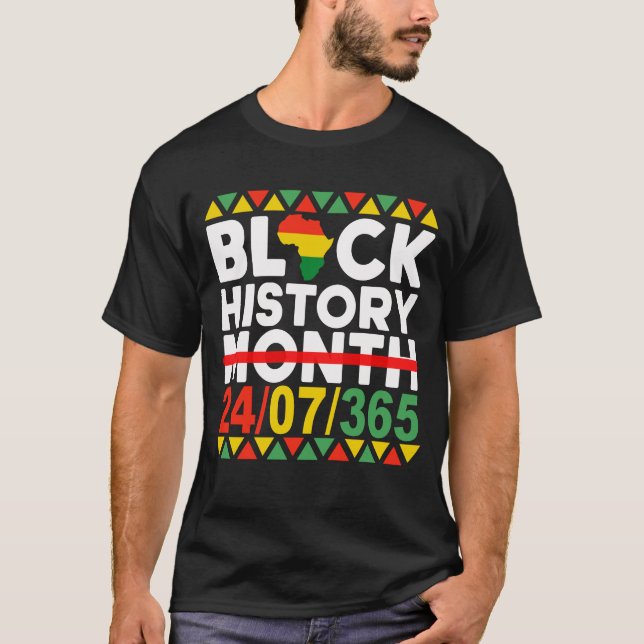 Afrika 24/07/365 Schwarze Geschichte Monat T-Shirt (Vorderseite)