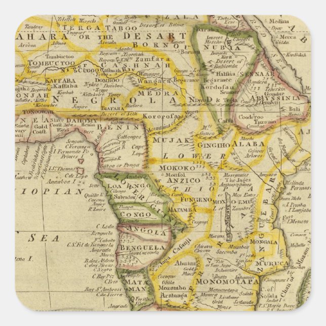 Afrika 34 quadratischer aufkleber (Vorderseite)