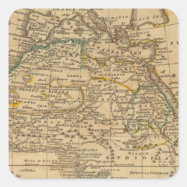 Afrika 45 quadratischer aufkleber (Vorderseite)