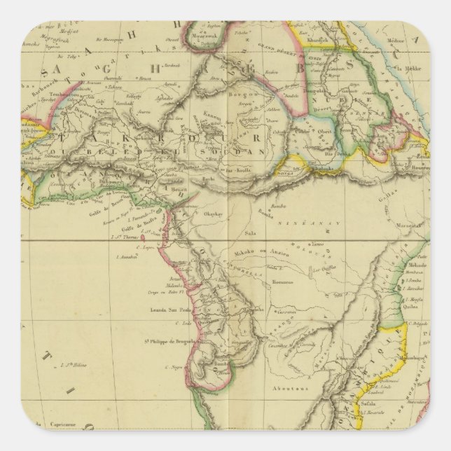 Afrika 6 quadratischer aufkleber (Vorderseite)