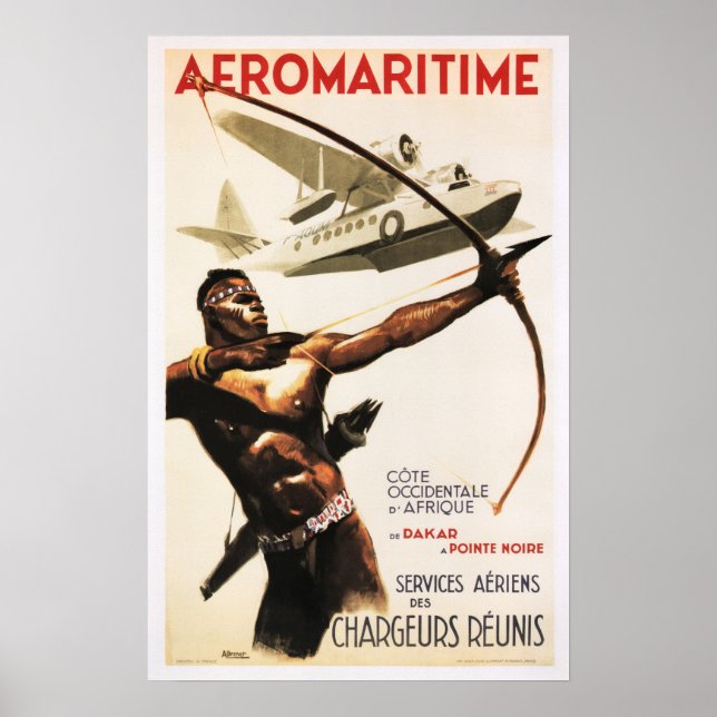 Afrika AFRIKA AEROMARITIME Retro-Flugzeugplakat Poster (Vorne)