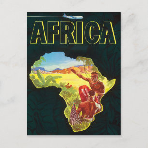 Afrika, afrikanische Krieger auf dem Kontinent Postkarte
