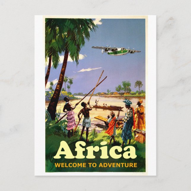 Afrika, afrikanischer Stamm mit Blick auf kommende Postkarte (Vorderseite)