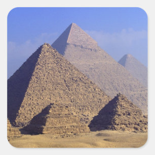 Afrika, Ägypten, Kairo, Giza. Große Pyramiden Quadratischer Aufkleber