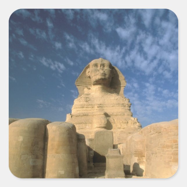 Afrika, Ägypten, Kairo, Gizeh-Plateau. Sphinx Quadratischer Aufkleber (Vorderseite)